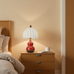 Artisanal Red Ceramic Table Lamp | Vintage Warm Light for Bedroom & Living Room