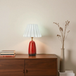 Artisanal Red Ceramic Table Lamp | Vintage Warm Light for Bedroom & Living Room