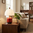 Artisanal Red Ceramic Table Lamp | Vintage Warm Light for Bedroom & Living Room