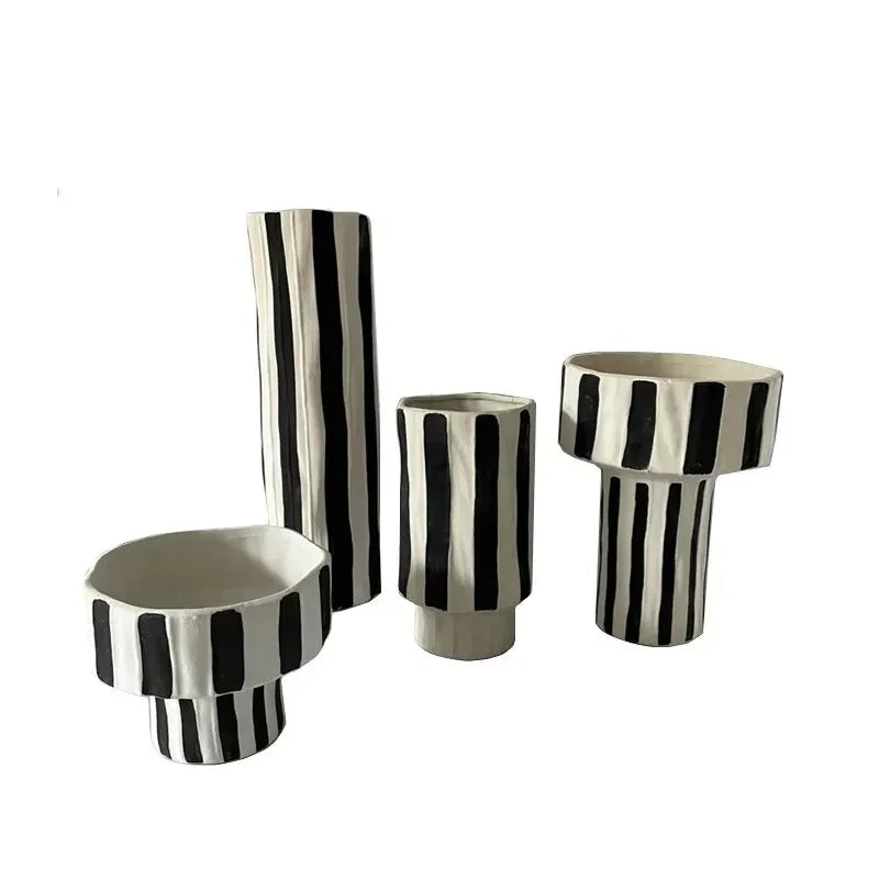 Vero Striped Ceramic Vase