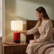 Artisanal Red Ceramic Table Lamp | Vintage Warm Light for Bedroom & Living Room