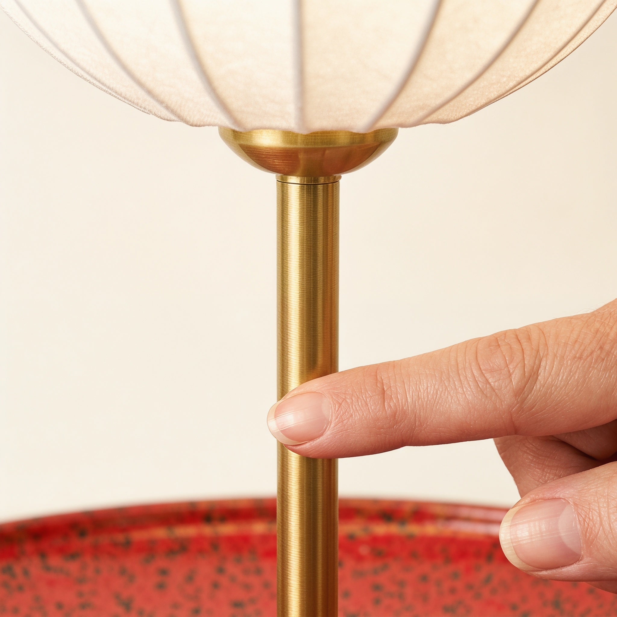 Artisanal Red Ceramic Table Lamp | Vintage Warm Light for Bedroom & Living Room