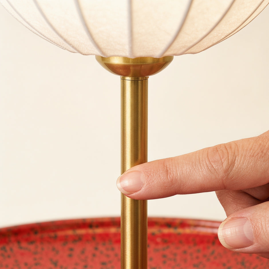 Artisanal Red Ceramic Table Lamp | Vintage Warm Light for Bedroom & Living Room