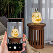 Traditional Chinese Fabric Lantern Shade Wood USB LED Table Lamp For Living Room