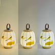 Traditional Chinese Fabric Lantern Shade Wood USB LED Table Lamp For Living Room