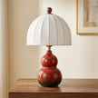 Artisanal Red Ceramic Table Lamp | Vintage Warm Light for Bedroom & Living Room