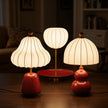 Artisanal Red Ceramic Table Lamp | Vintage Warm Light for Bedroom & Living Room