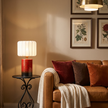 Artisanal Red Ceramic Table Lamp | Vintage Warm Light for Bedroom & Living Room