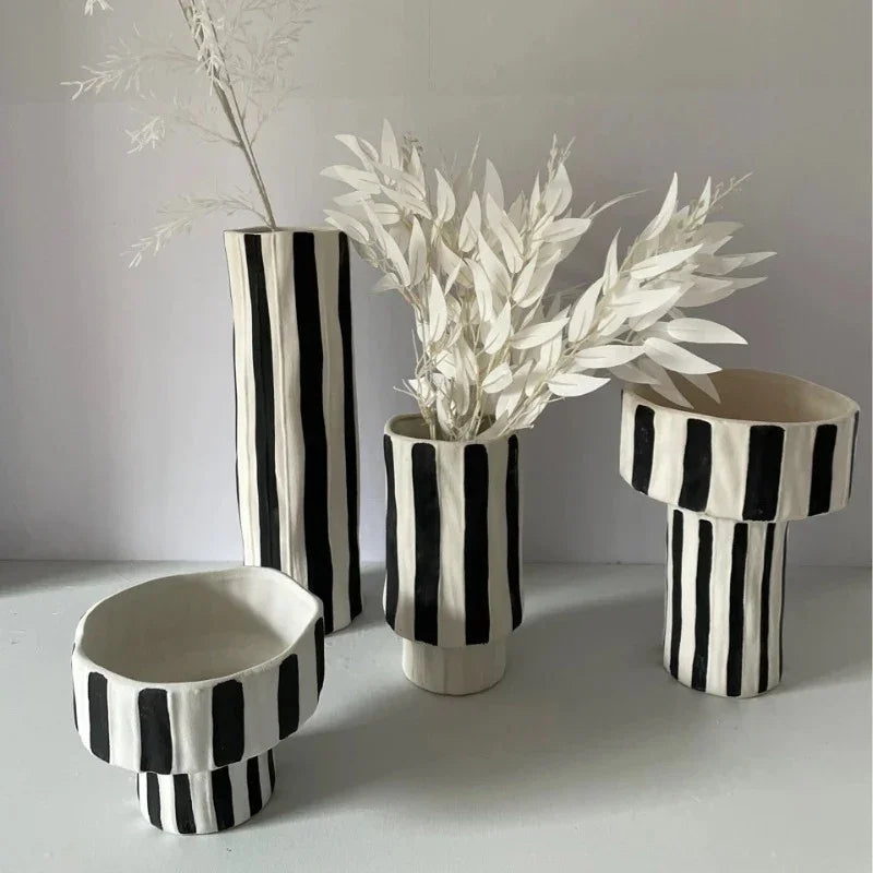 Vero Striped Ceramic Vase
