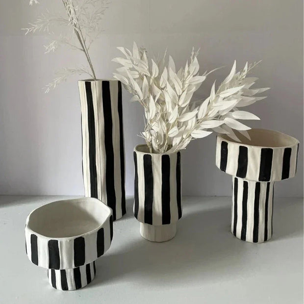 Vero Striped Ceramic Vase
