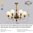 Mid-Century Modern Walnut & Brass Globe Chandelier, Vintage 6/8-Light Frosted Glass Pendant Light for Living Room, Bedroom & Dining Room