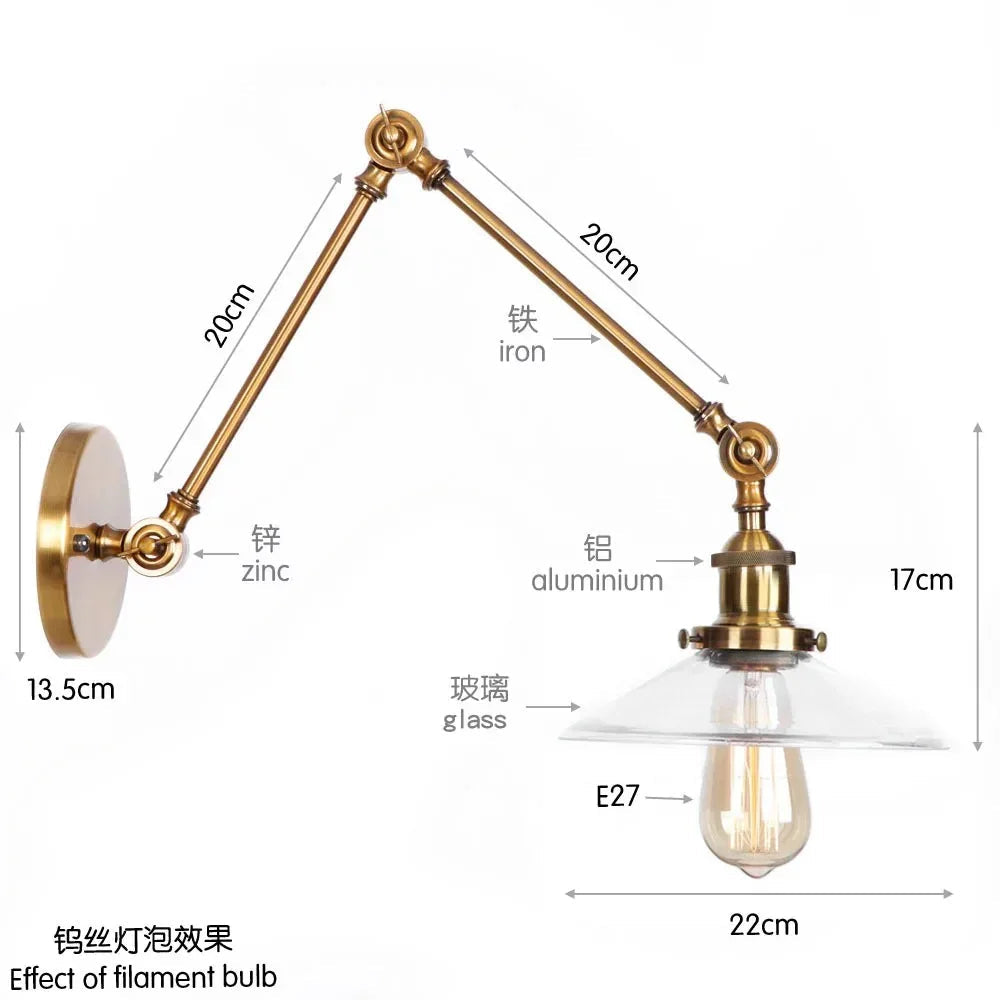 Mckinley Glass Adjustable Wall Lamp