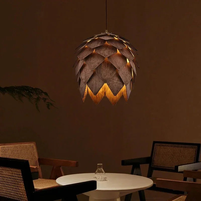 Mia Wood Pine Cone Chandelier