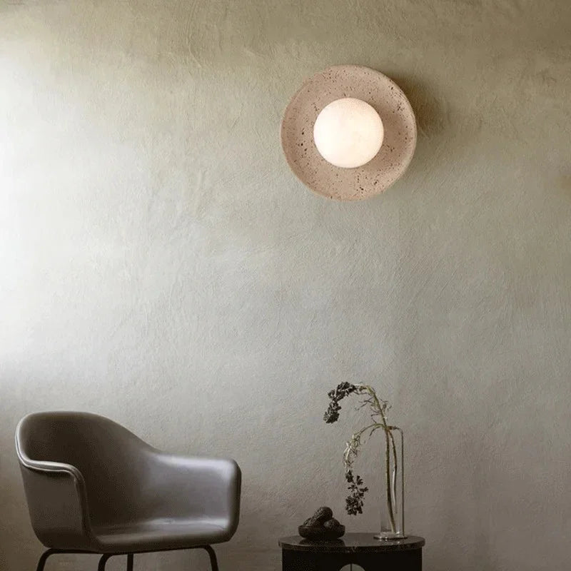 August Travertine Wall Lamp