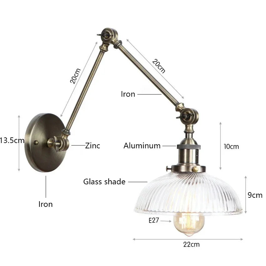 Mckinley Glass Adjustable Wall Lamp